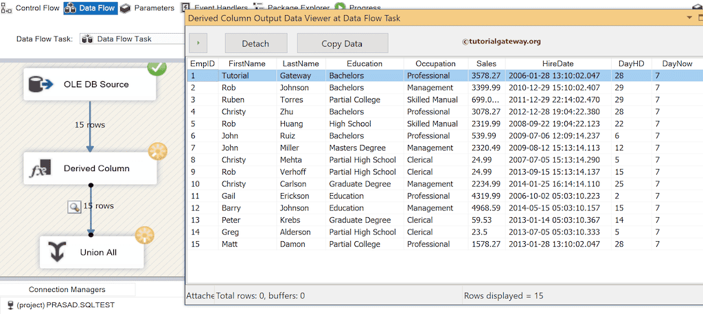 SSIS DAY Function output