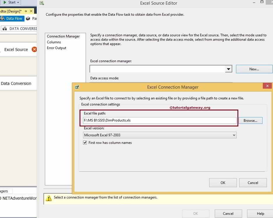 Choose the Excel Source File 3