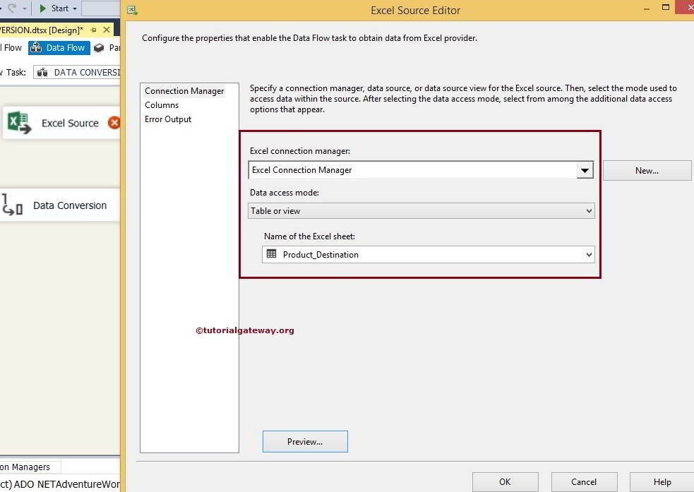 Select the Table from Excel File 4
