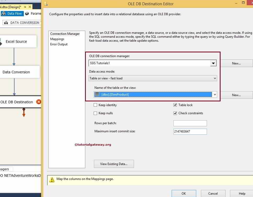 OLE DB Destination Editor 8