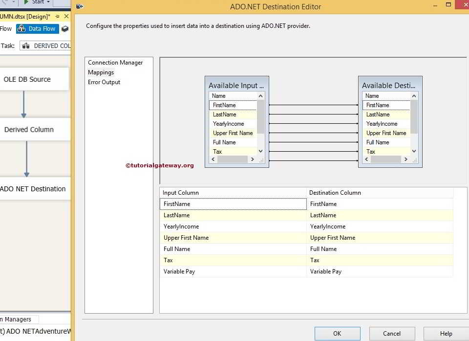 Input and Output Columns Mapping 8