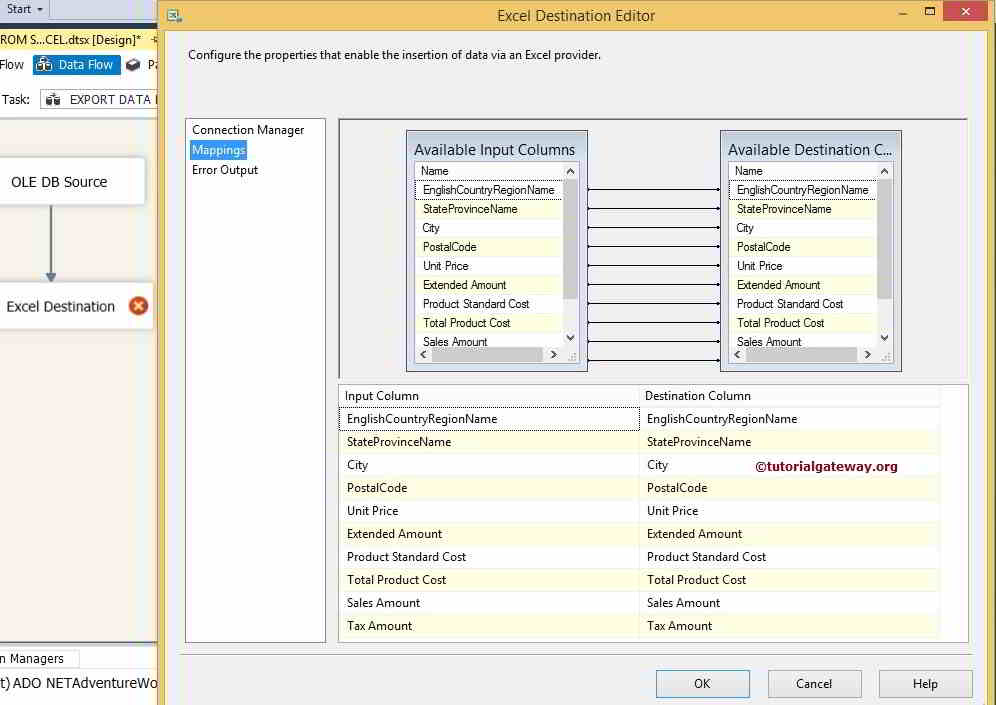 Check the input and output Column Mapping 7