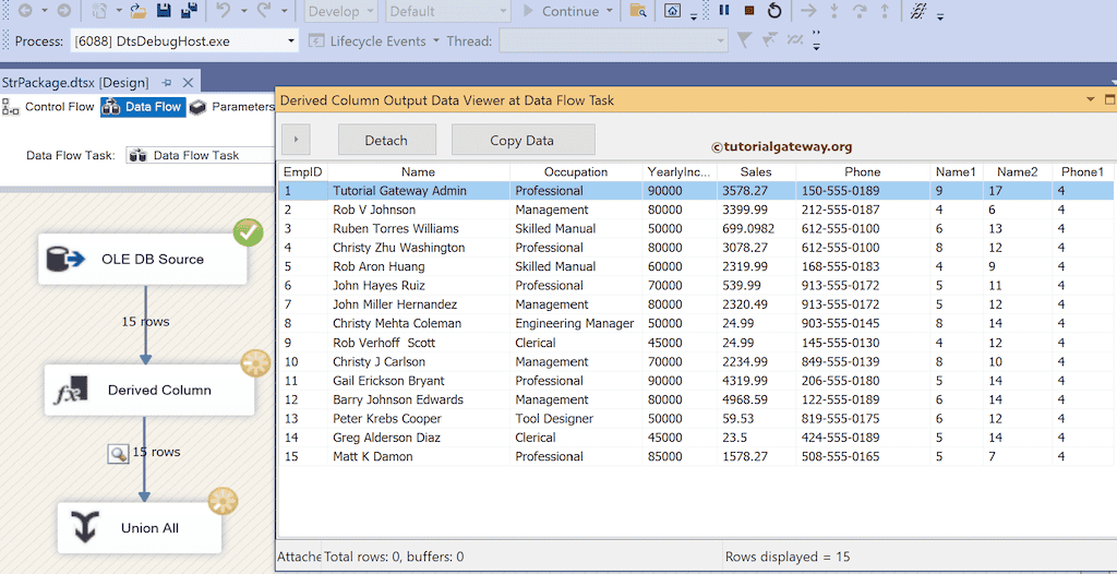 SSIS FINDSTRING Function package output