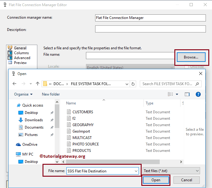 Choose txt from file system 5