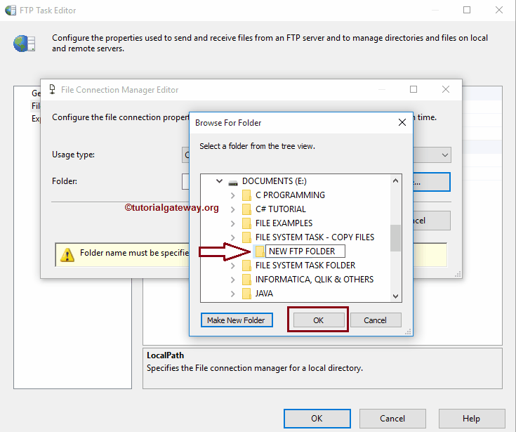SSIS FTP TASK CREATE LOCAL DIRECTORY 7