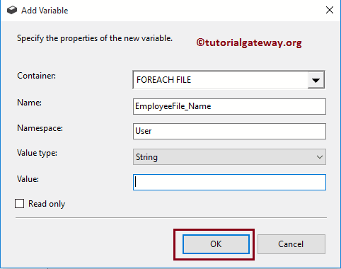 SSIS ForEach Loop File Enumerator Add Variable