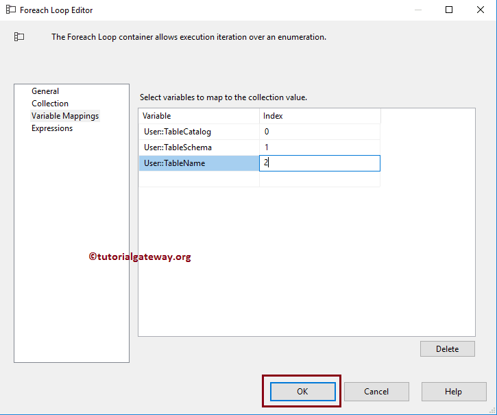 SSIS Foreach ADO.NET Schema Rowset Enumerator 11