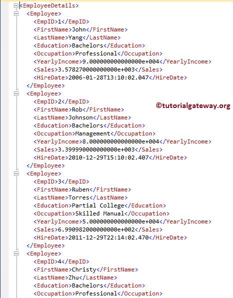 For each Node List Enumerator XML File