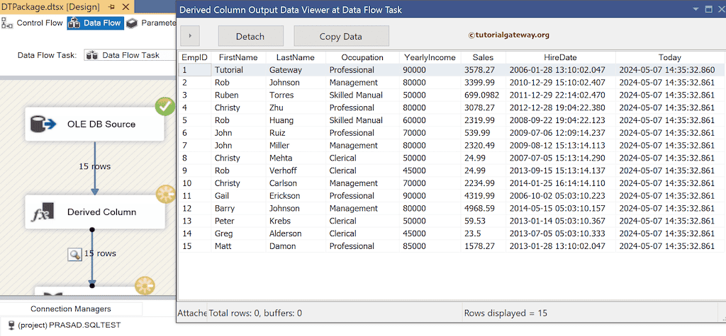 SSIS GETDATE Function to get local system current date and time