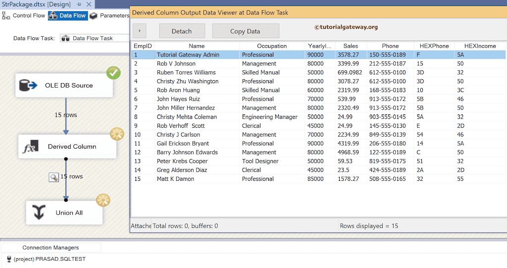 SSIS HEX Function to find hexadecimal value