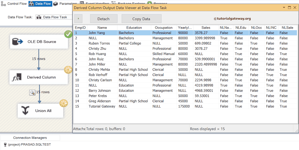 SSIS ISNULL Function to check column value is NULL or not