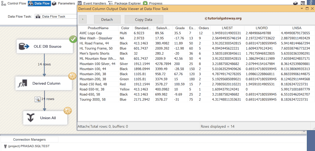 SSIS LN Function to find natural logarithmic value