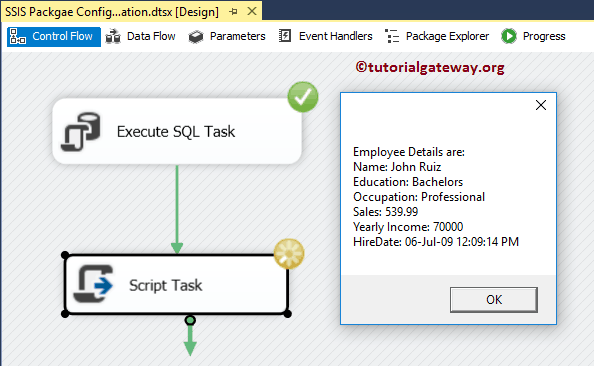 SSIS Package Configuration using SQL Server 17