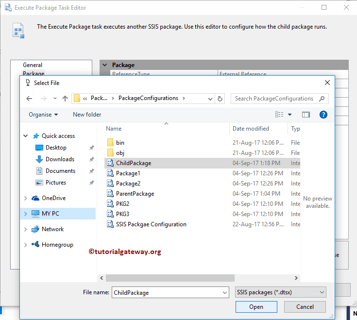 Choosing the Child Package from File System