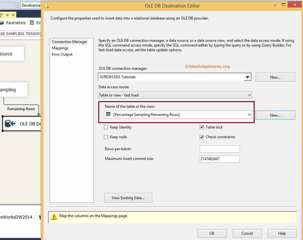 OLE DB Destination Editor configuration 9