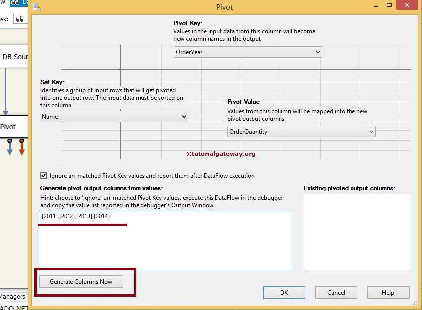 Click the Generate Columns Now button 8