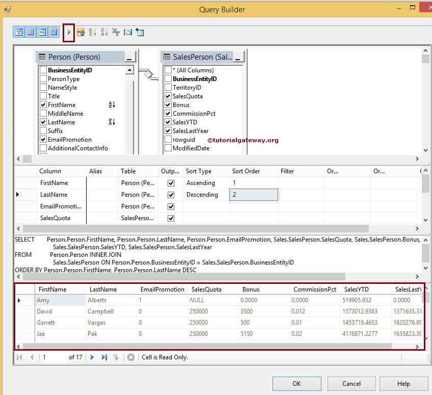 Query builder in SSIS 8