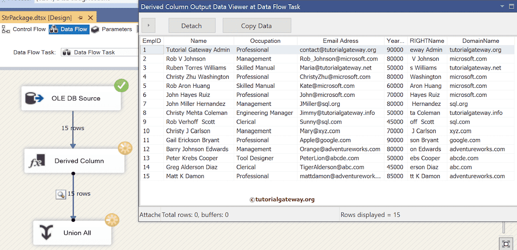 SSIS RIGHT Function package output