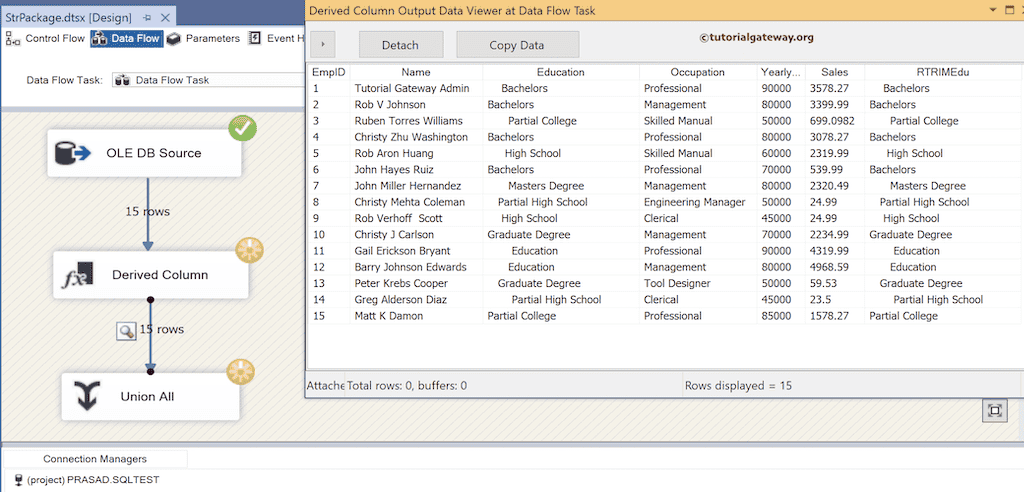 SSIS RTRIM Function output