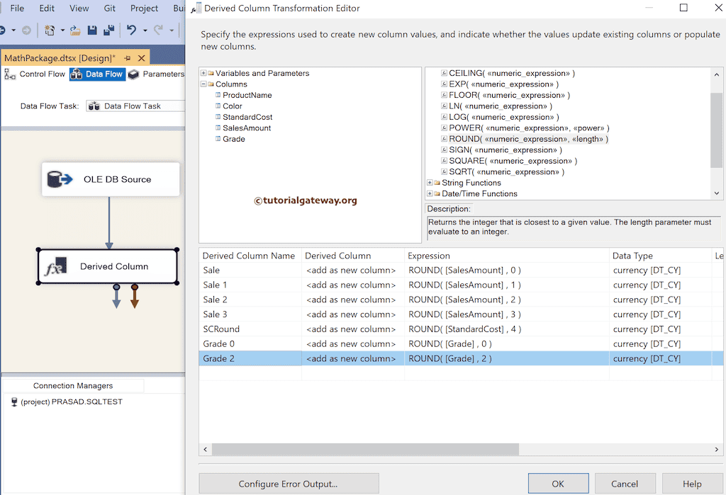SSIS Round Function Expression