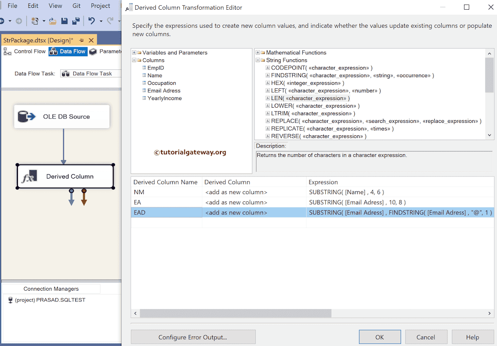 SSIS string SUBSTRING Function Expression