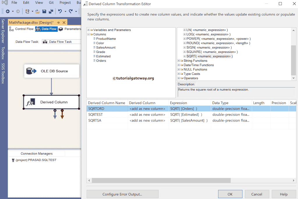 SSIS Square Root of a Number Expression 