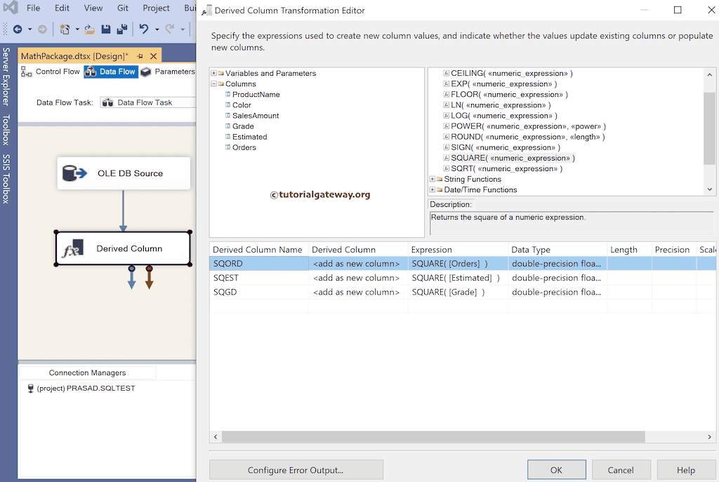 SSIS Square of a Number Expression 