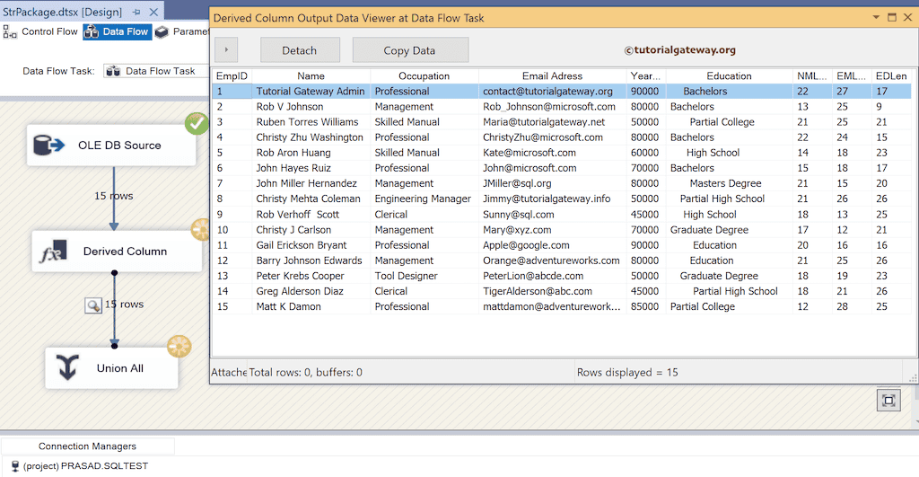SSIS LEN function to find the String Length