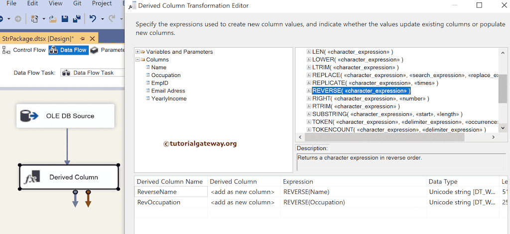SSIS String Reverse function Expression