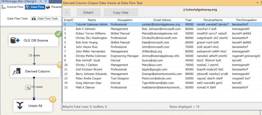 SSIS String Reverse function output