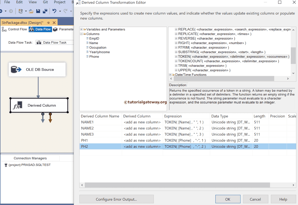 SSIS TOKEN Function Expression 