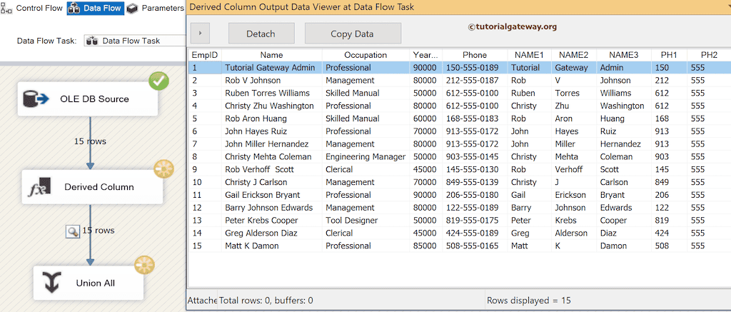 SSIS TOKEN Function output