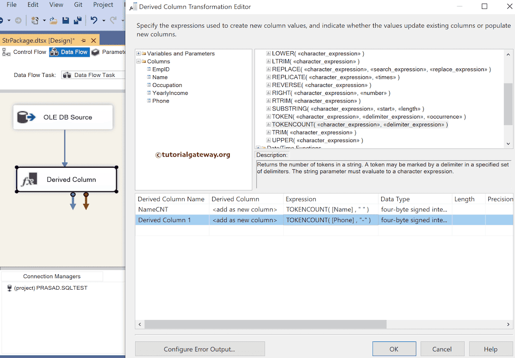 SSIS TOKENCOUNT Function Expression 
