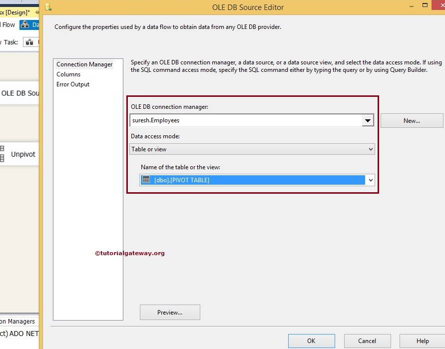 OLE DB Source Editor 3
