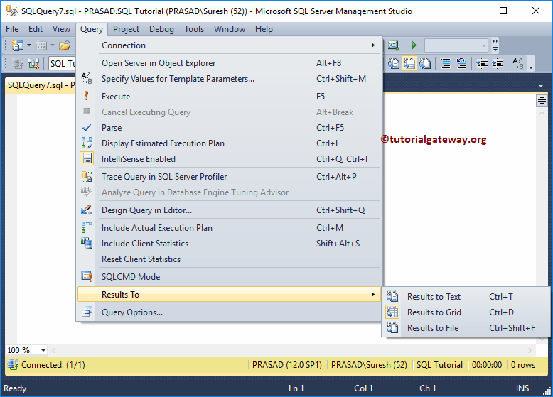 Query Result to Text, Grid, and File Settings