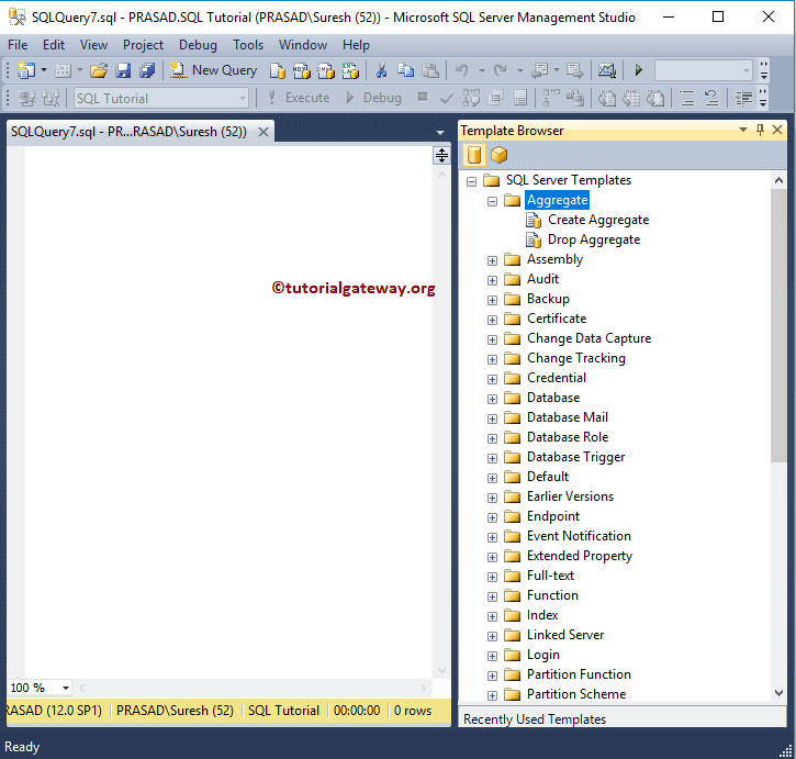 SSMS Template Browser Navigation