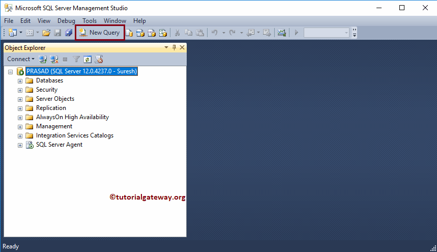 Create a New Query Window in Management Studio