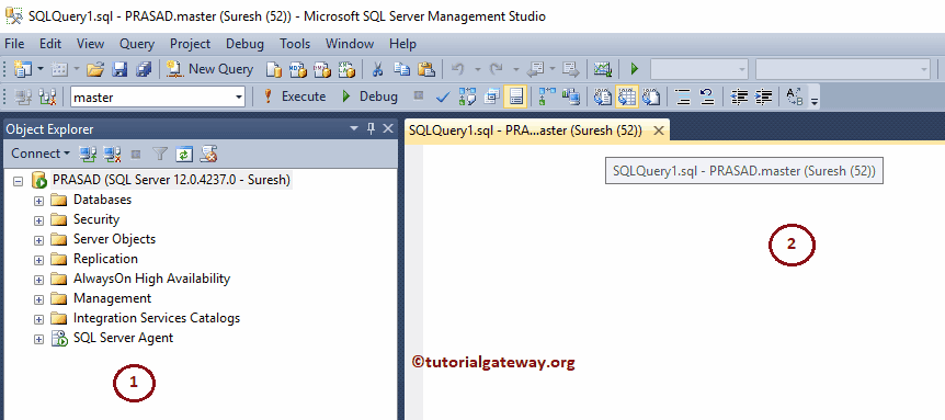 Transact query window in SQL Management Studio