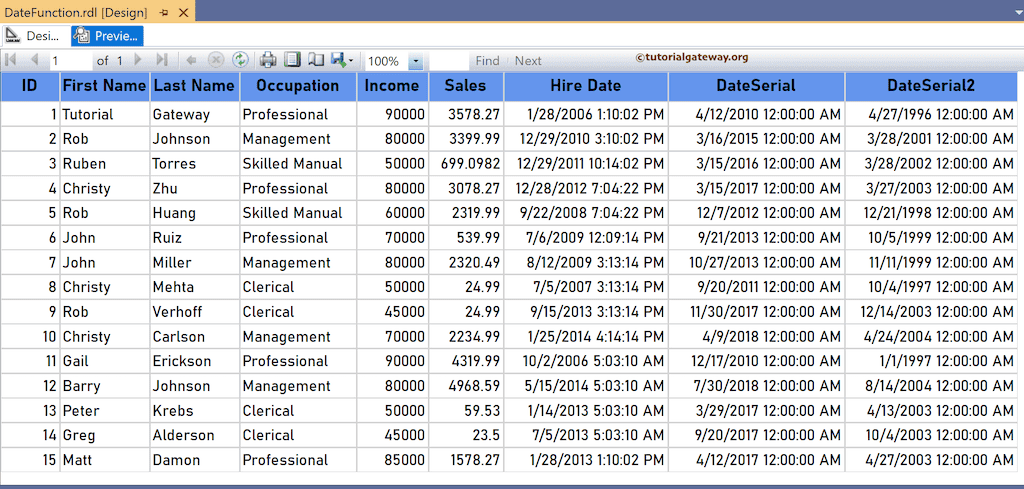 SSRS DateSerial Function to Build Date from year, Month, and Day values preview