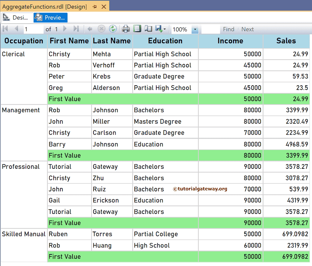 SSRS First Function preview