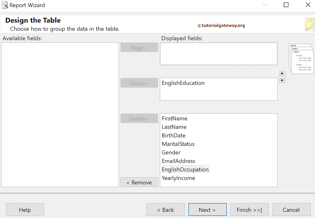 Grouped Table Using SSRS Report Wizard Fields