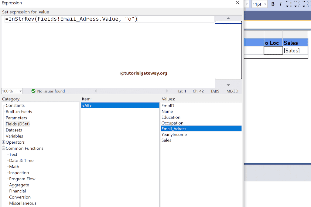 InStrRev Function expression to find the last occurrence character position