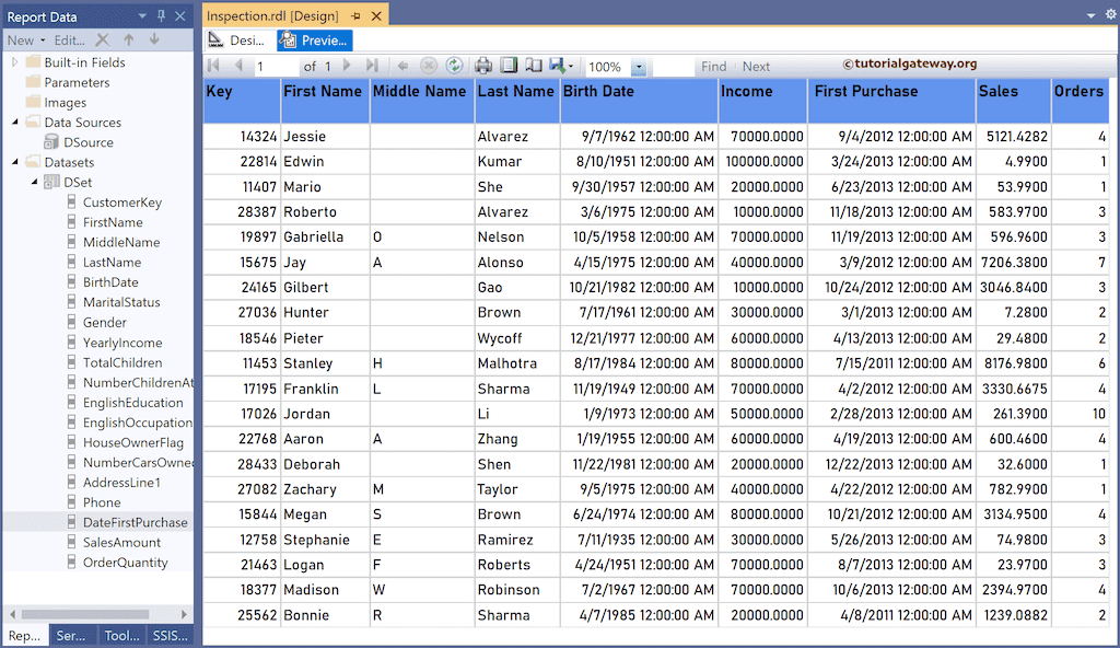 Inspection Source Table