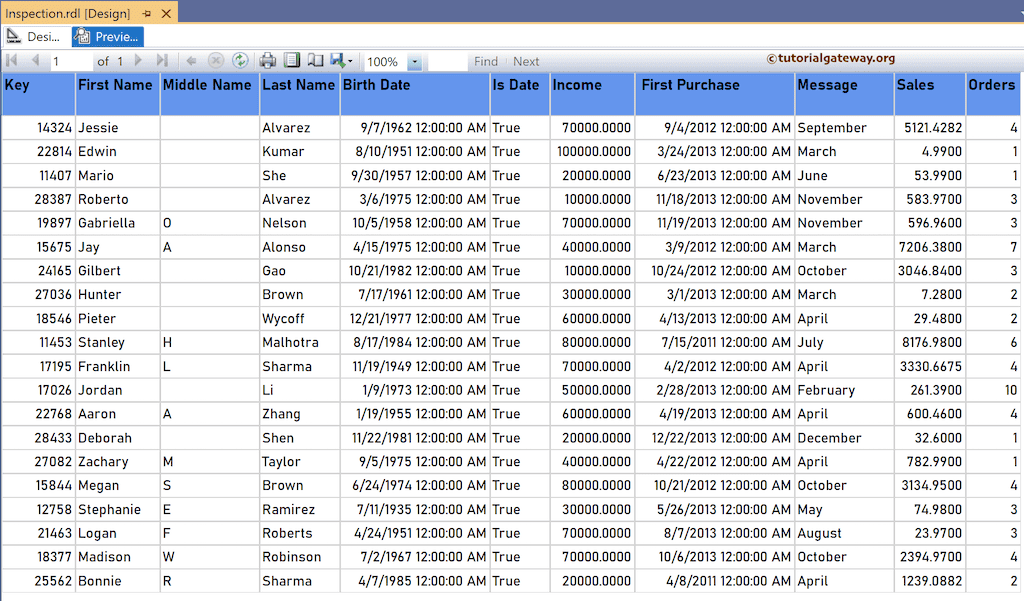SSRS IsDate Function to check the column value is date time or not report