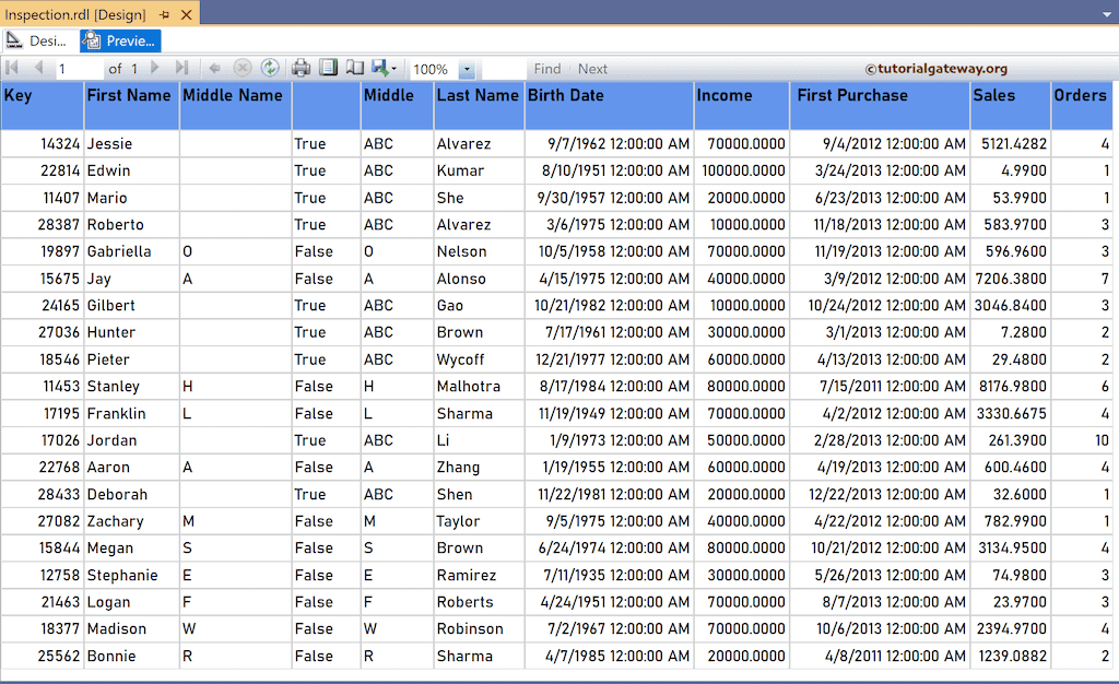 SSRS IsNothing Function to check the column value is empty or not report