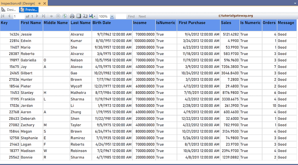 SSRS IsNumeric Function to check expression is number or not report