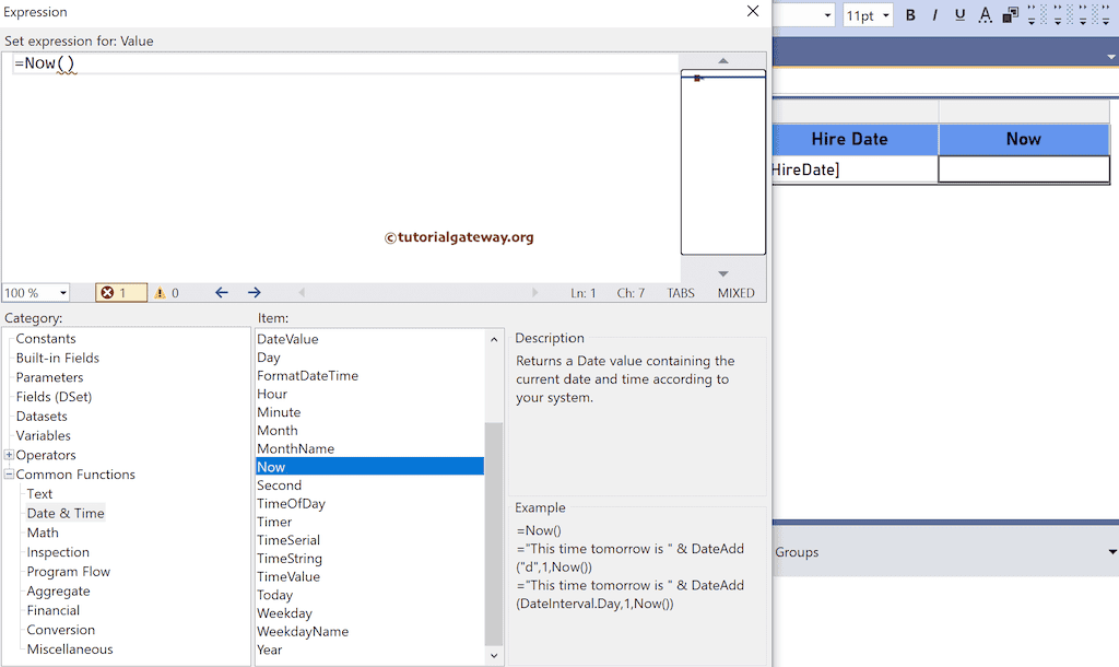 Now Function expression to print current local date and time
