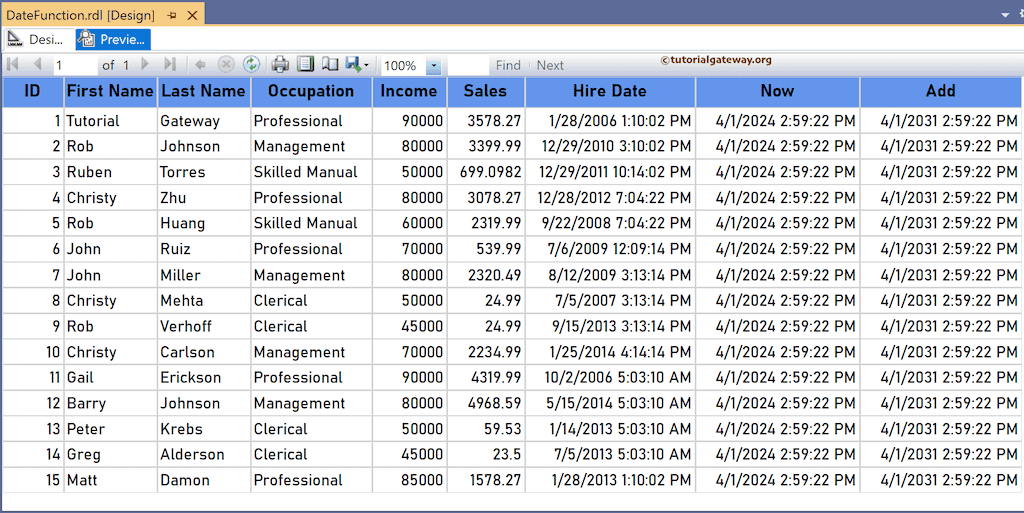 SSRS Now Function to print current local date and time as per your system