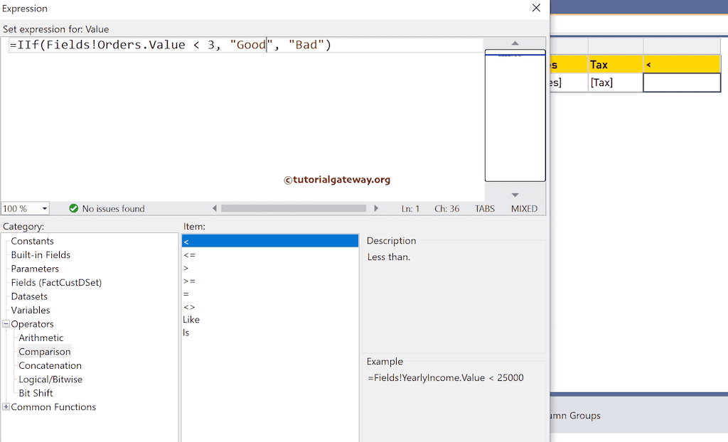Comparison Operators Expression