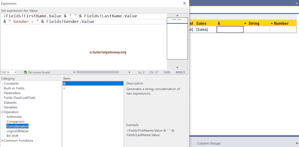 Concatenation Operators Expression